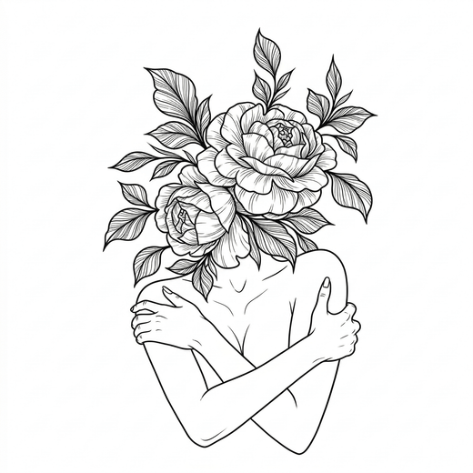 Illustrative woman temporary tattoo design