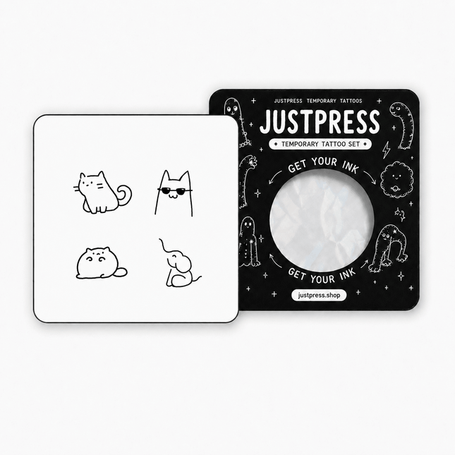 Cool Cat Mini Temporary Tattoo Set - JUST PRESS