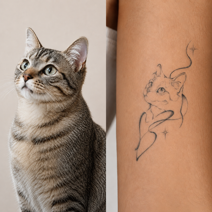 Fine Line Style – Custom Pet Photo Temporary Tattoo