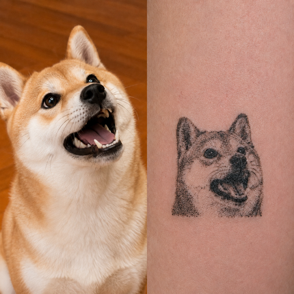 Dotwork Portrait Style – Custom Pet Photo Temporary Tattoo