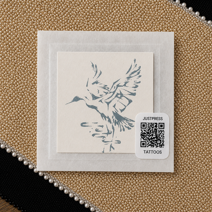 Ink Crane Water Sigil Wrist Temporary Tattoo