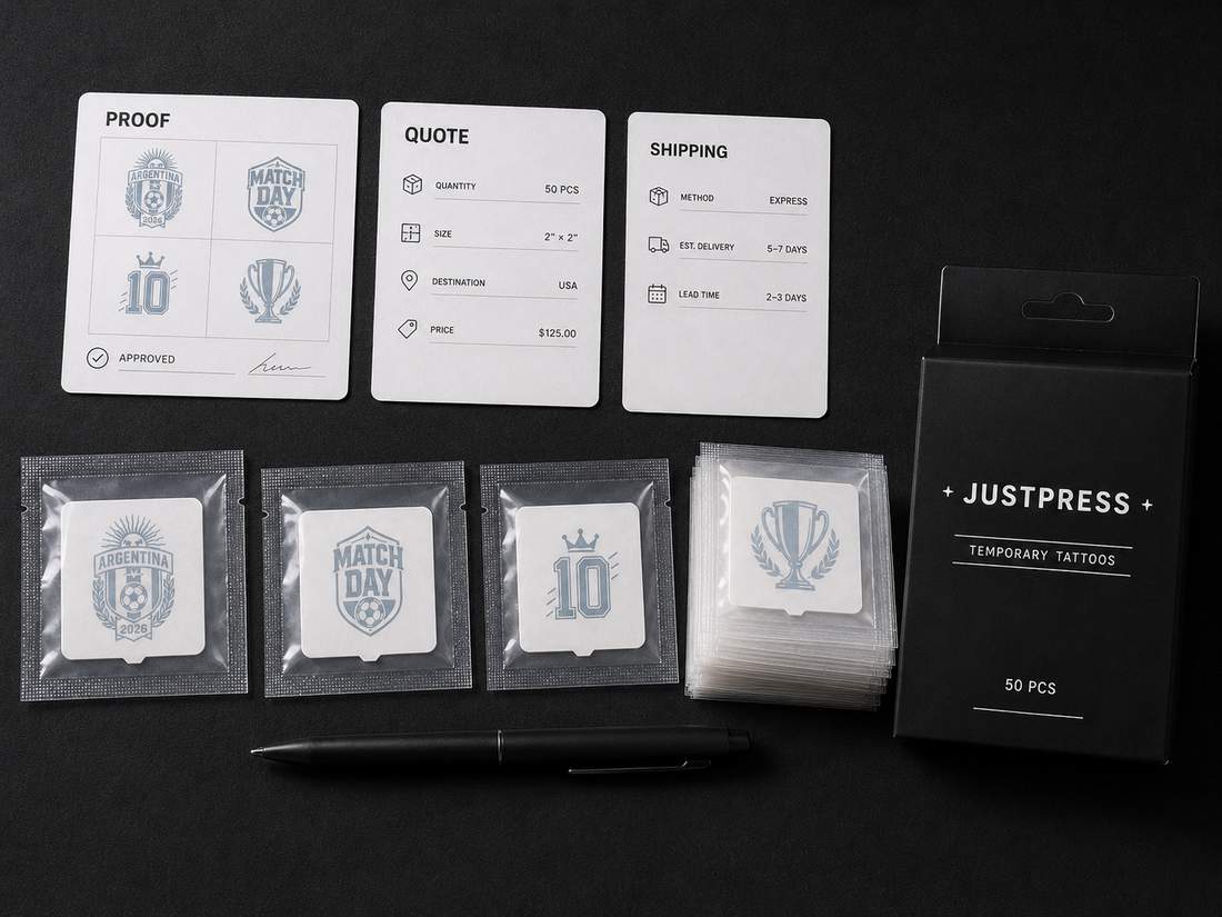 Custom tattoo quote proof production and shipping workflow