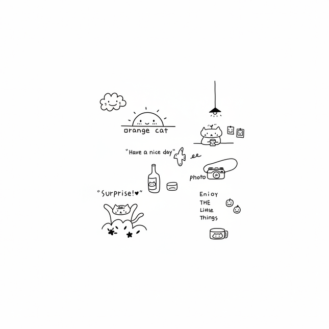 Orange Cat Vol.2: Daily Joys • Custom Temporary Tattoo - JUST PRESS