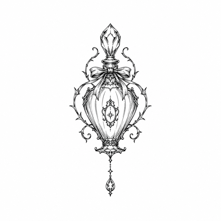 Illustrative vase temporary tattoo design