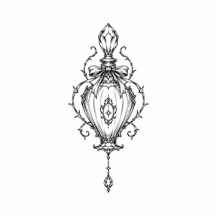 Antique Perfume Charm Wrist Temporary Tattoo