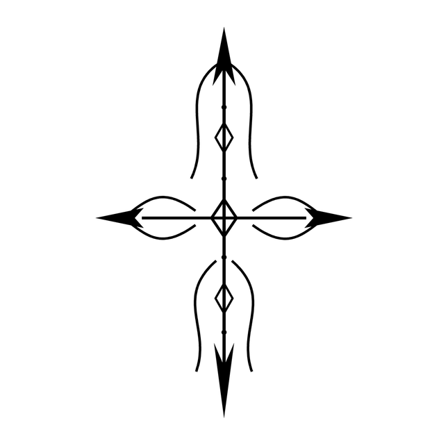 Barbed Cross Flare Finger Temporary Tattoo
