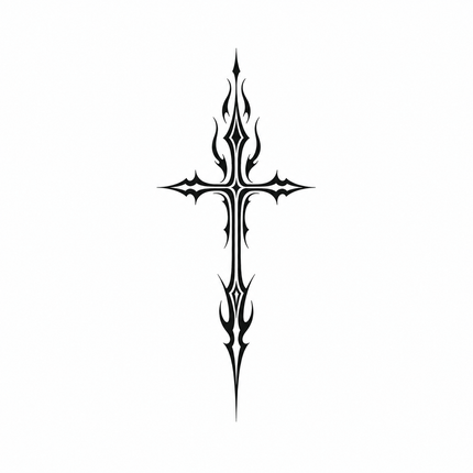 Black Cross Flame Finger Temporary Tattoo