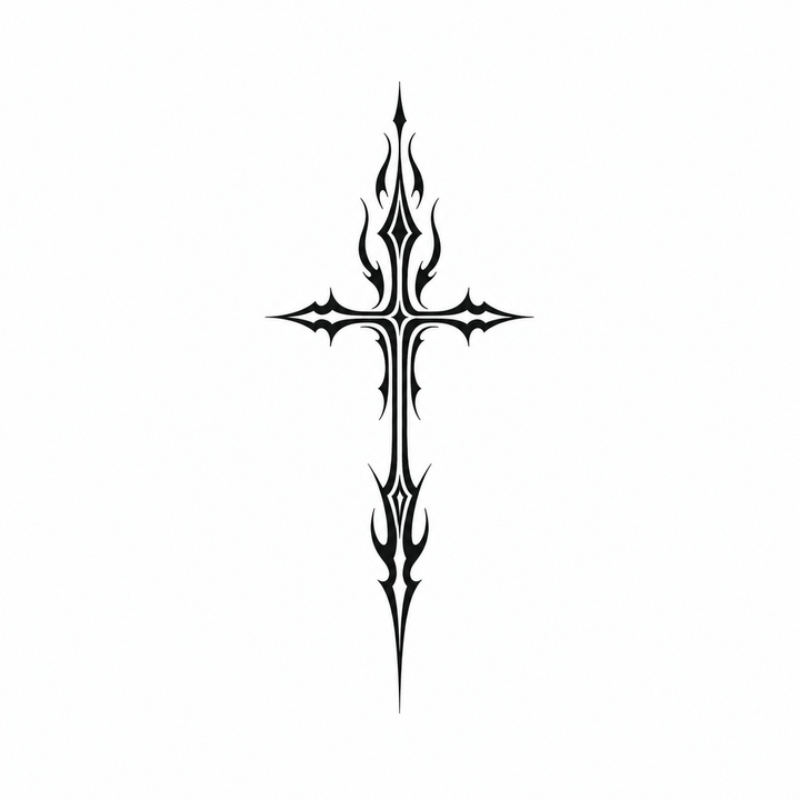 Ornamental flame temporary tattoo design