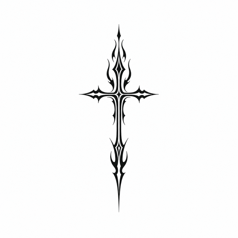 Black Cross Flame Finger Temporary Tattoo