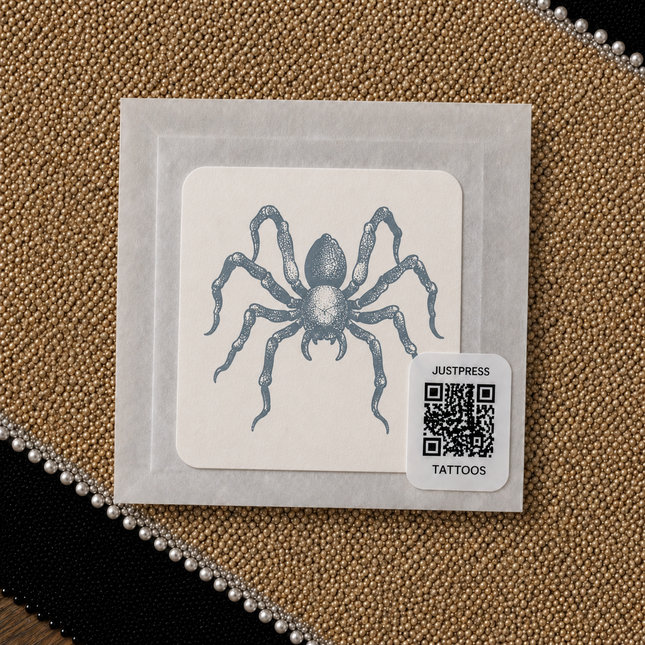 Black Spider Temporary Tattoo - JUST PRESS physical image