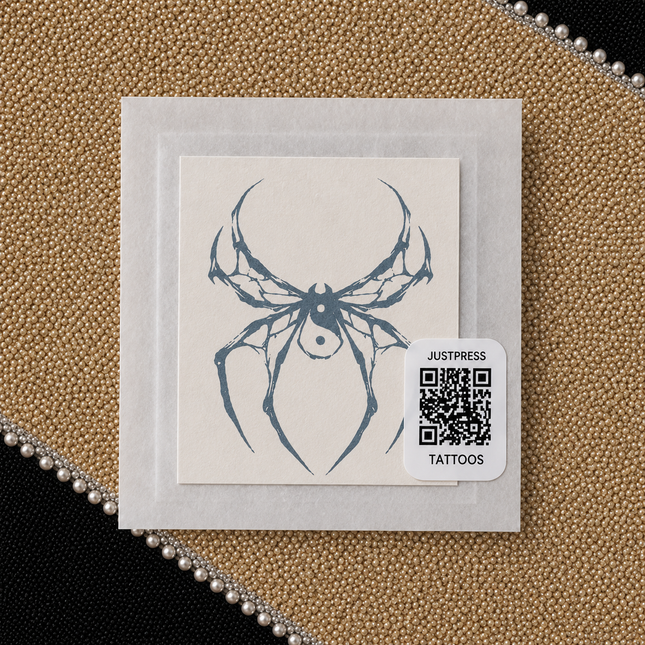 Black Widow Web Sigil Wrist Temporary Tattoo - JUST PRESS physical packaging image