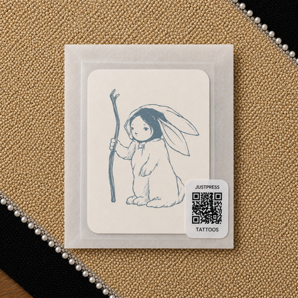 Bunny Staff Temporary Tattoo - JUST PRESS physical image