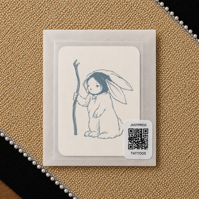 Bunny Staff Temporary Tattoo - JUST PRESS physical image