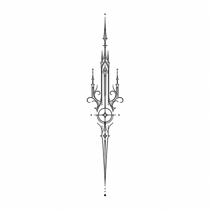 Cathedral Needle Totem Finger Temporary Tattoo