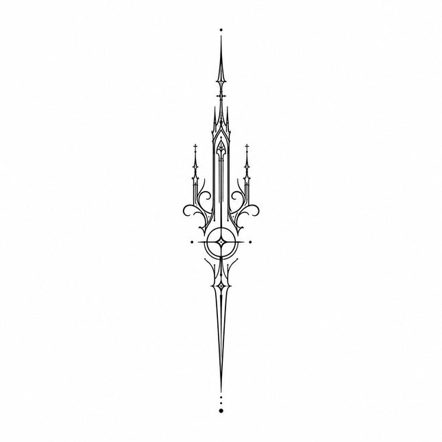 Cathedral Needle Totem Finger Temporary Tattoo