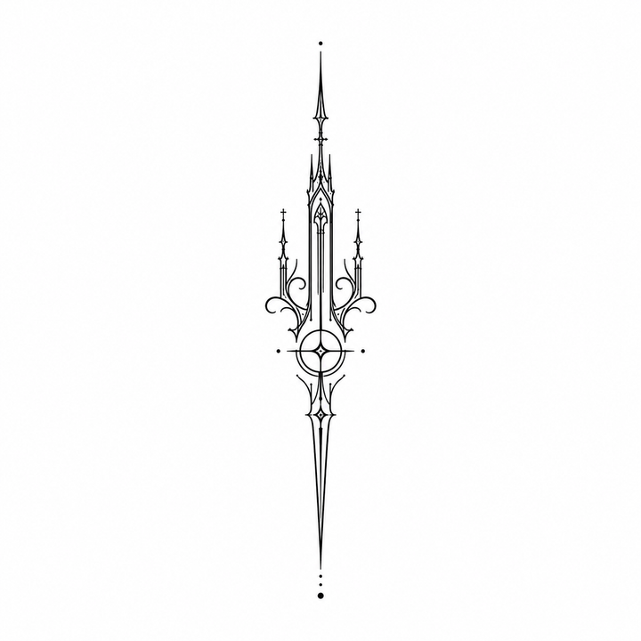 Ornamental church temporary tattoo design