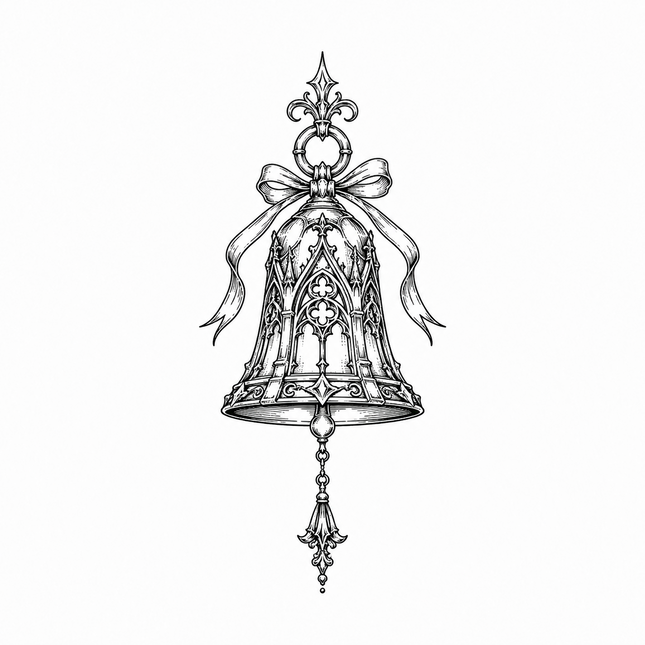 Cathedral Ribbon Bell Wrist Temporary Tattoo - JUST PRESS product image