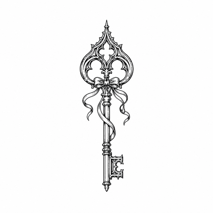 Cathedral Ribbon Key Wrist Temporary Tattoo - JUST PRESS product image