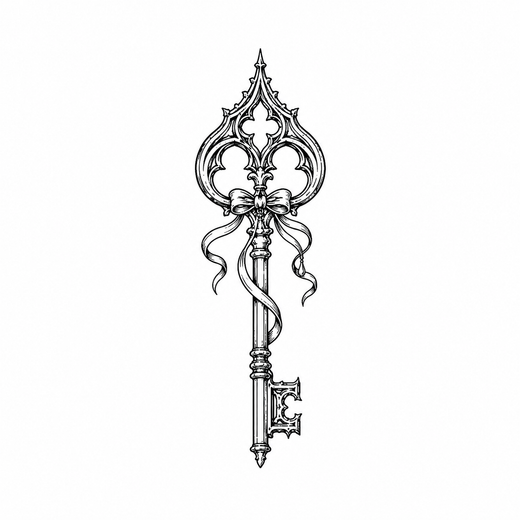 Illustrative key temporary tattoo design