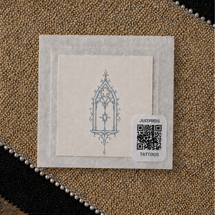 Cathedral Window Sigil Wrist Temporary Tattoo - JUST PRESS physical packaging image