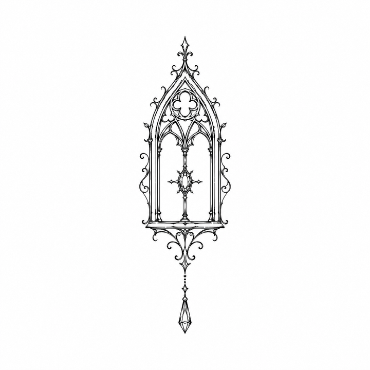 Illustrative church temporary tattoo design