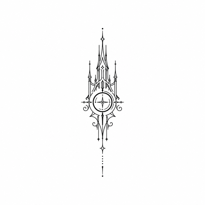Illustrative compass temporary tattoo design