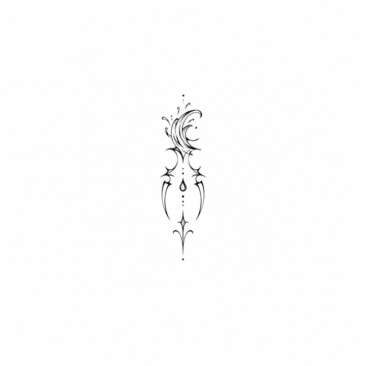 Illustrative moon temporary tattoo design