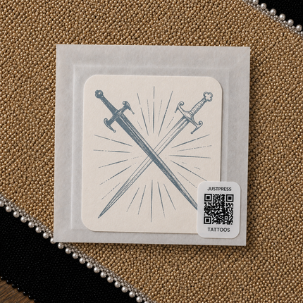Crossed Swords Temporary Tattoo - JUST PRESS physical image