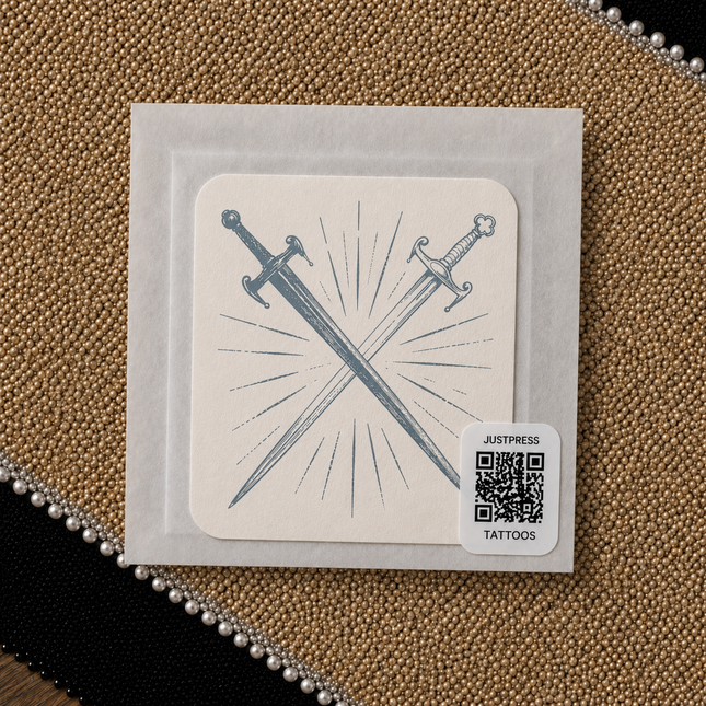 Crossed Swords Temporary Tattoo - JUST PRESS physical image