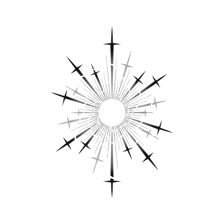 The image shows cross starburst in a symmetrical arrangement, with cross and sun clearly defining the visible design.