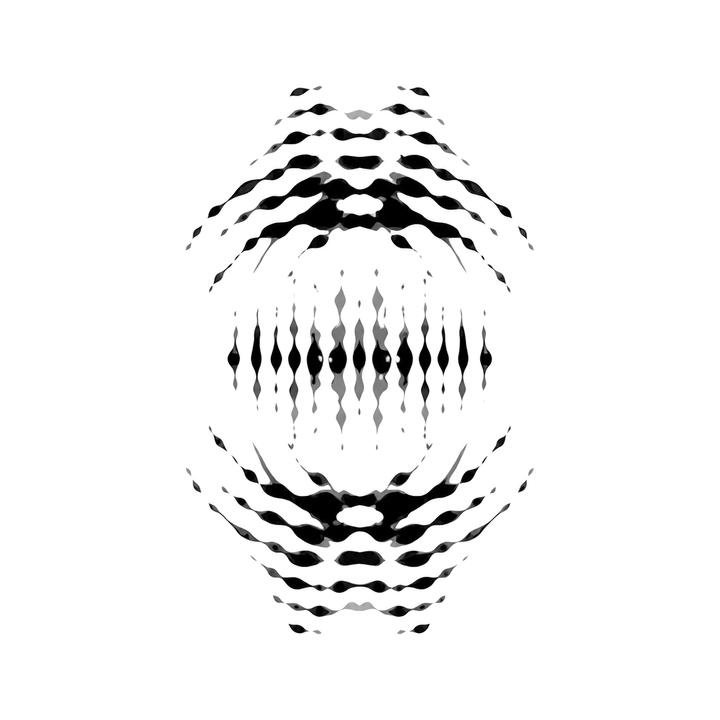 The image shows mirrored ripple orb in a symmetrical arrangement, with line art clearly defining the visible design.