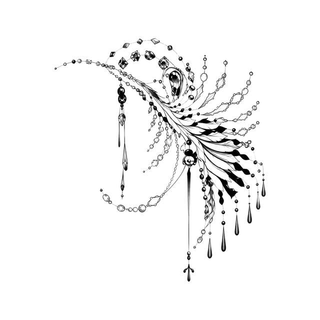 The image shows chain ornament wing in a fan arrangement, with wings clearly defining the visible design.