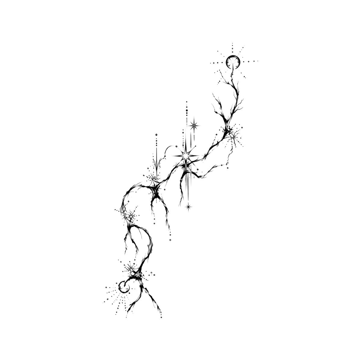 The image shows cosmic vine trajectory in a diagonal arrangement, with star clearly defining the visible design.
