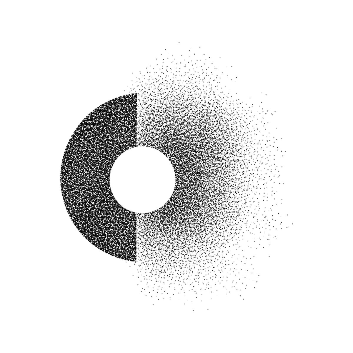 The image shows dissolving split ring in a centered arrangement, with geometric line clearly defining the visible design.