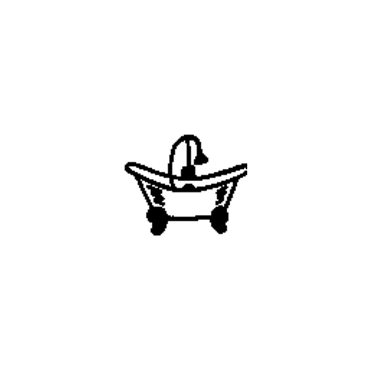 A clawfoot bathtub is shown from the side with a curved faucet at the rim; the dark areas on the outer sides are shading rather than a towel or water streaks.