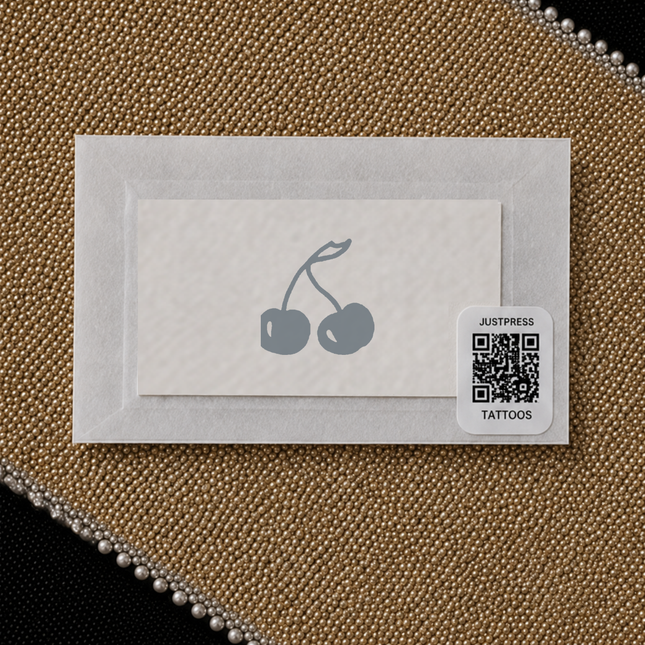 Doodle Cherry Pair Temporary Tattoo packaging view