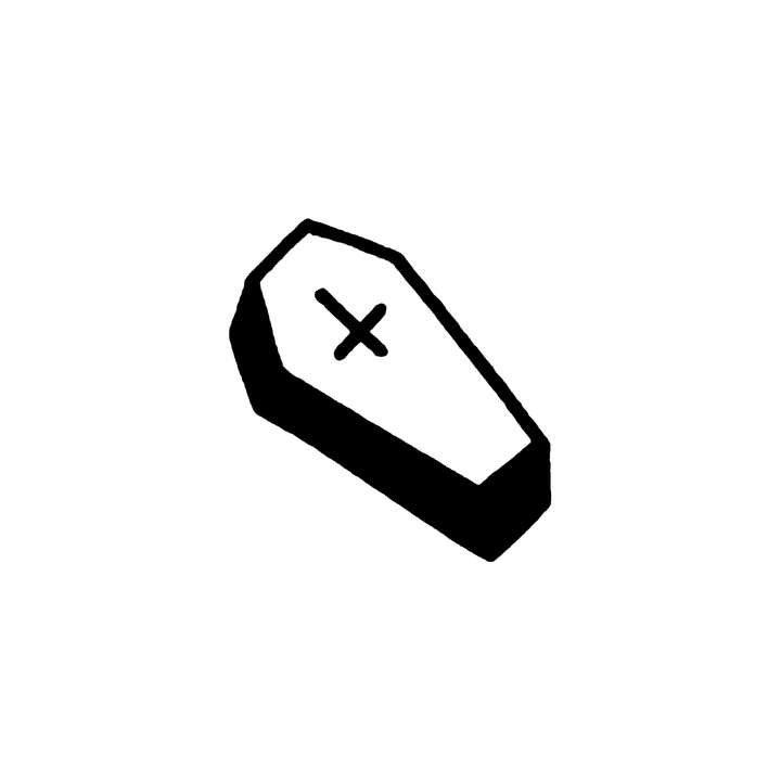 Minimal coffin temporary tattoo design
