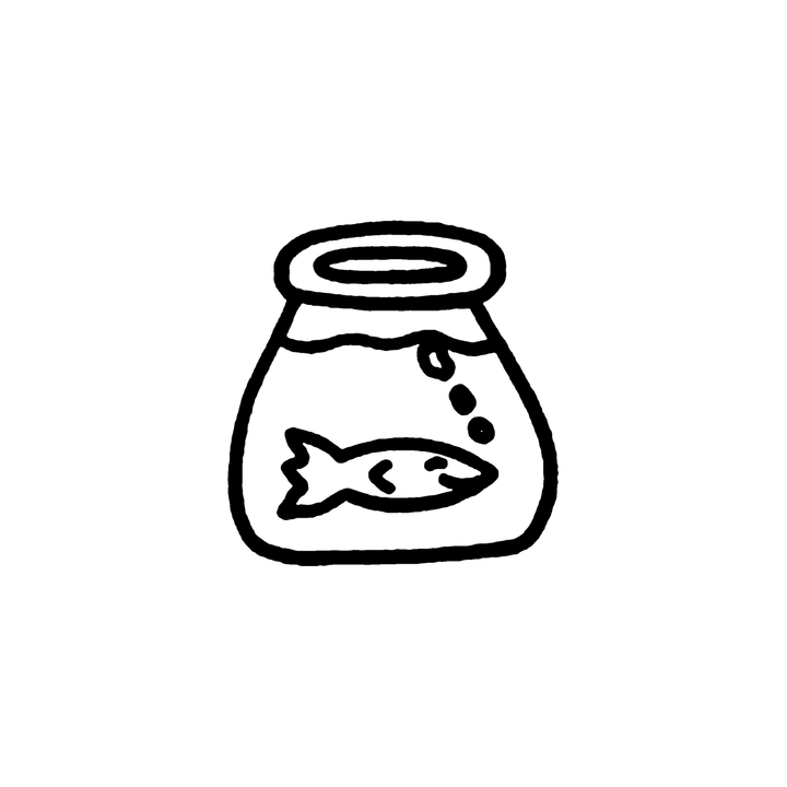 Minimal fishbowl temporary tattoo design