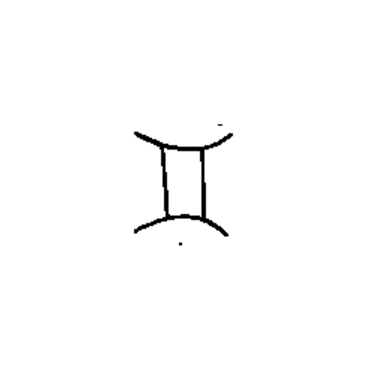 A minimal Gemini zodiac glyph consists of two vertical bars joined by curved lines at the top and bottom.