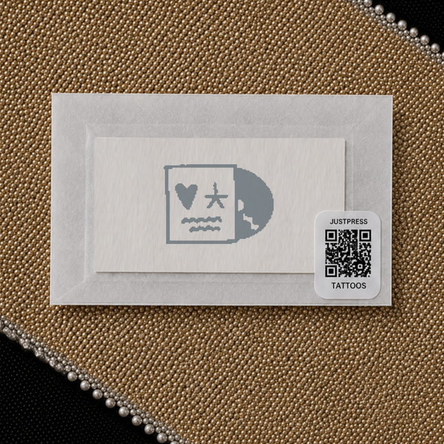 Doodle Postcard Stamp Temporary Tattoo packaging view