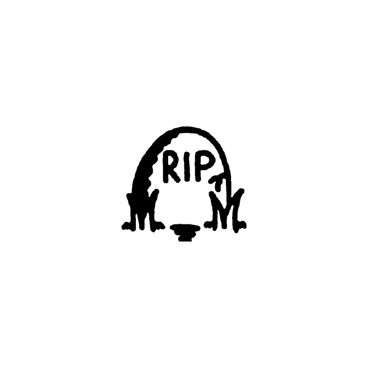 minimal temporary tattoo featuring tombstone and RIP