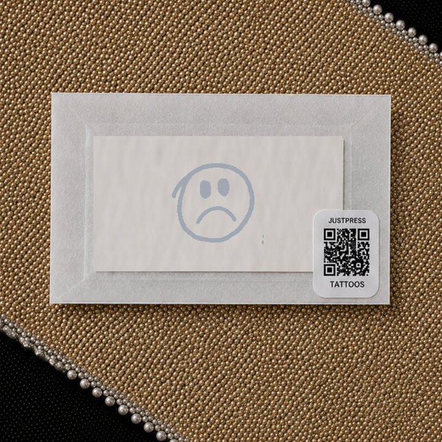 Doodle Sad Face Temporary Tattoo packaging view