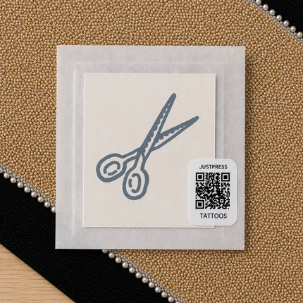Doodle Scissors Temporary Tattoo - JUST PRESS physical image