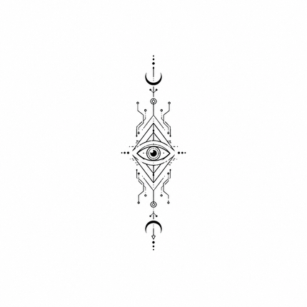 Eclipse Eye Circuit Finger Temporary Tattoo