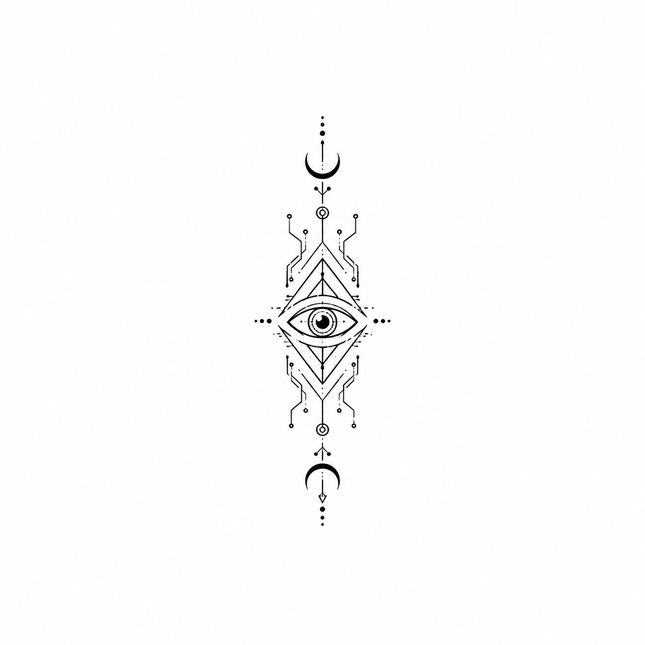 Eclipse Eye Circuit Finger Temporary Tattoo