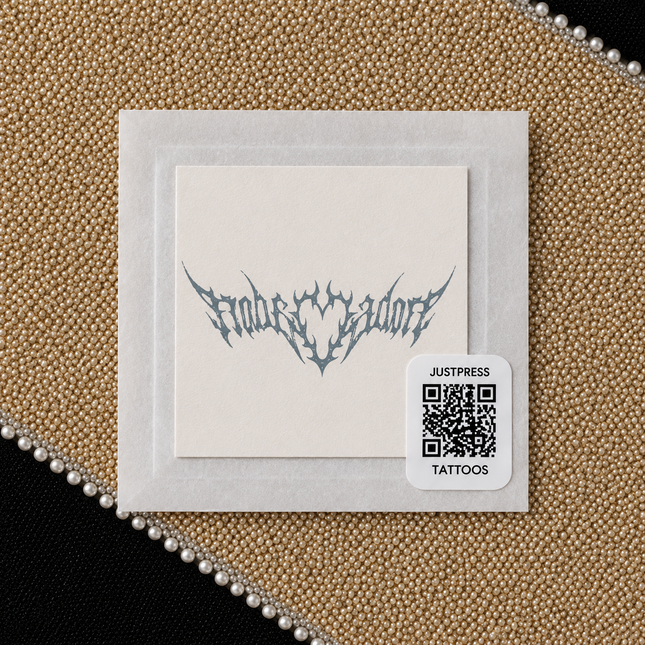 Eight Ball Spider Sigil Wrist Temporary Tattoo - JUST PRESS physical packaging image