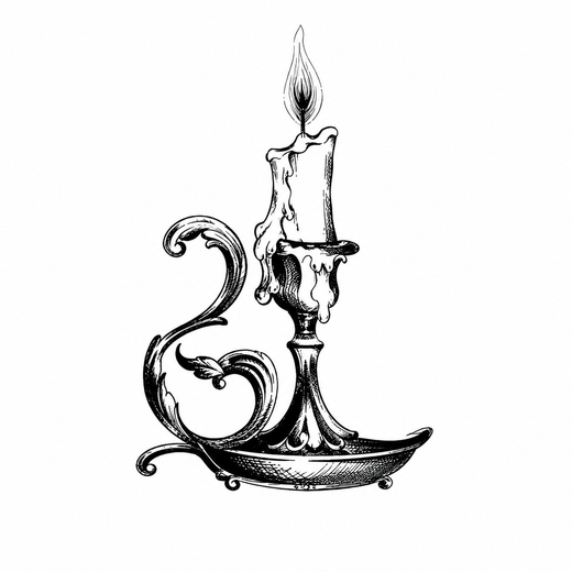 Engraving candle temporary tattoo design