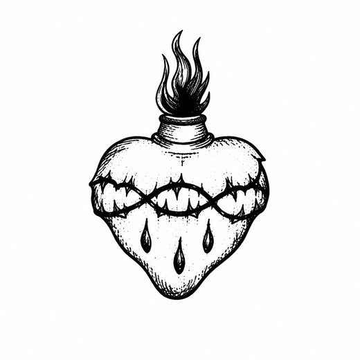 Illustrative heart temporary tattoo design