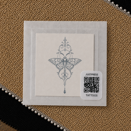 Gothic Bat Emblem Wrist Temporary Tattoo - JUST PRESS physical packaging image