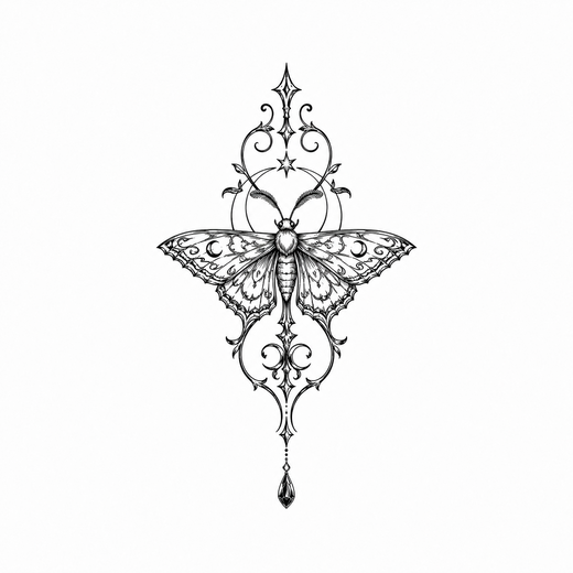 Illustrative bat temporary tattoo design